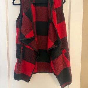 Red and Black Plaid Vest